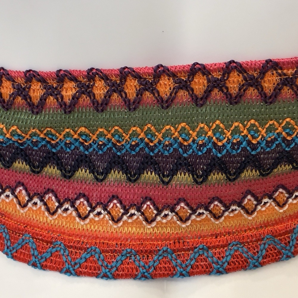 Womens Colorful Knit Crop Halter Top Size S Coastal Beach Boho Hippie Festival - Picture 4 of 7